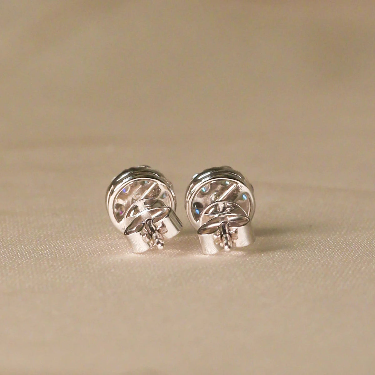 Floral Diamond Cluster Stud Earrings View 2