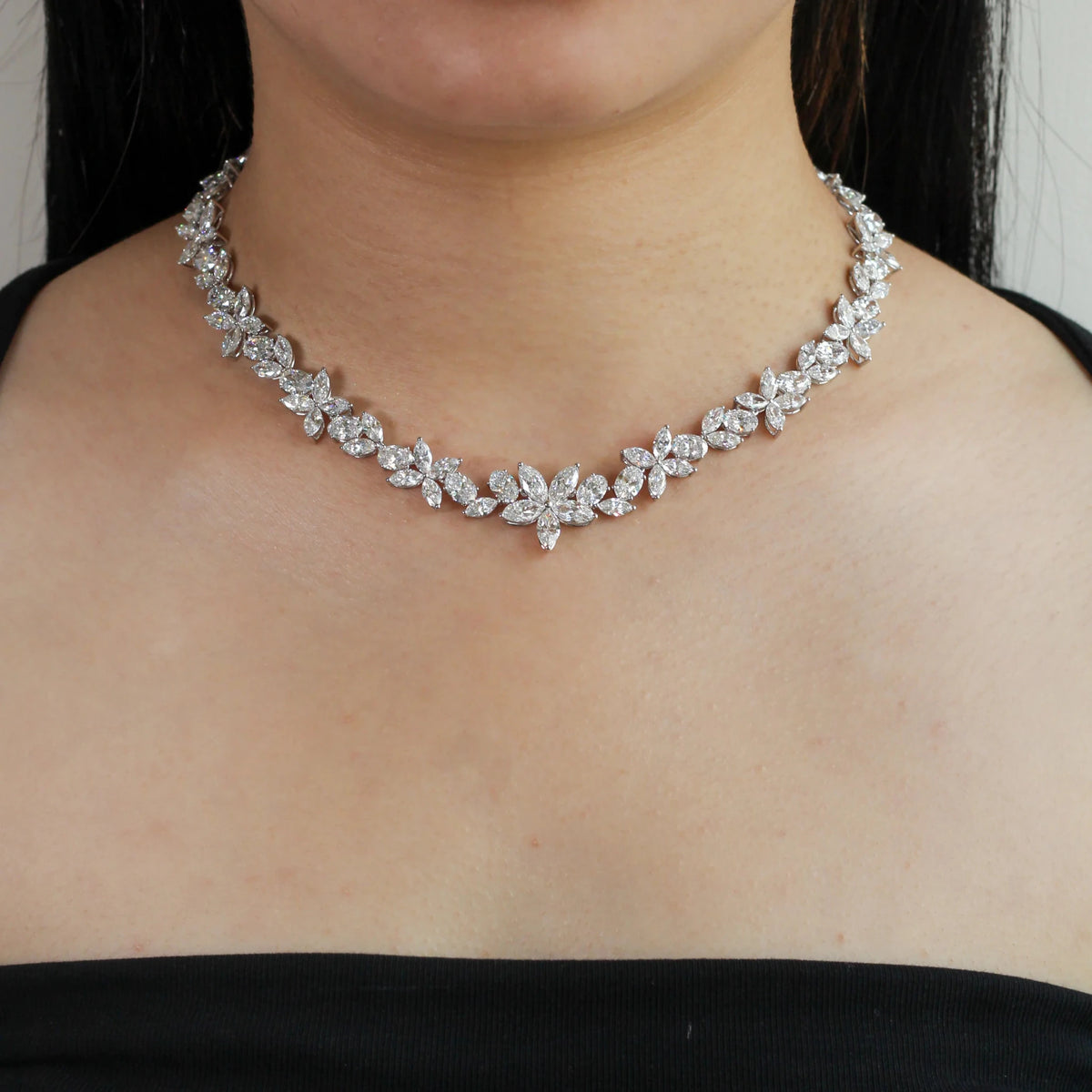 Floral Vine Marquise & Pear Diamond High-Jewelry N ROSE 10K