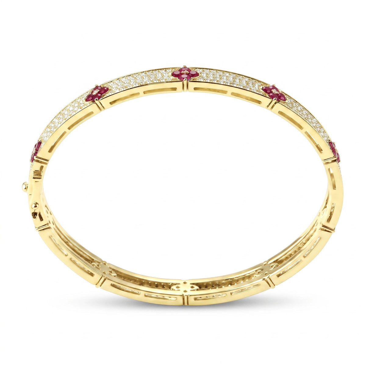 Four leaf ruby & diamond pave bangle View 6