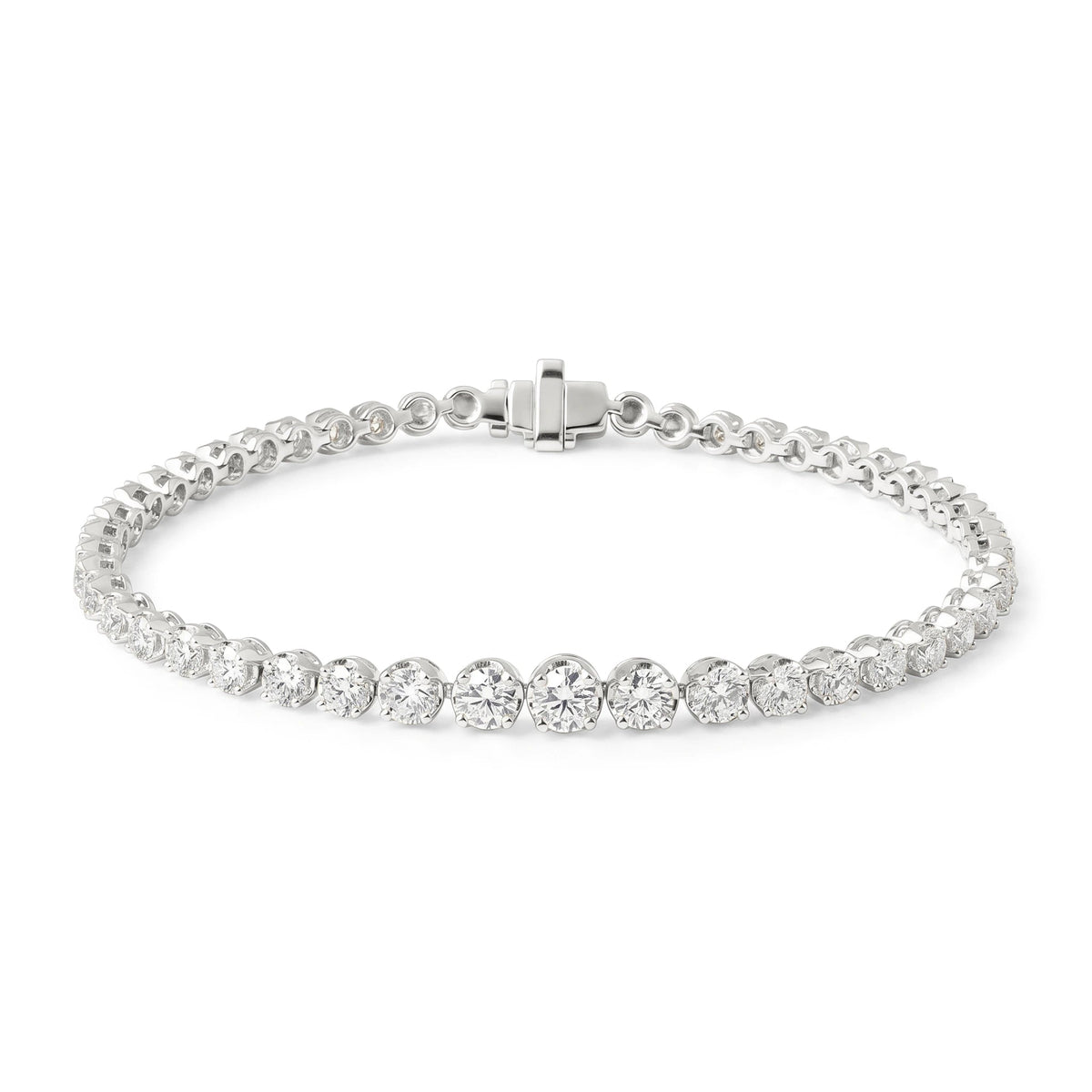 Graduated Round Cut Diamond Tennis Bracelet ROSE 10K