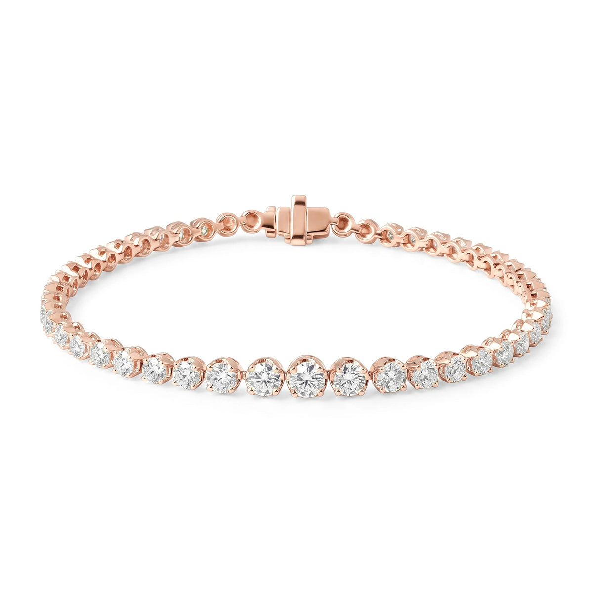 Graduated Round Cut Diamond Tennis Bracelet View 3