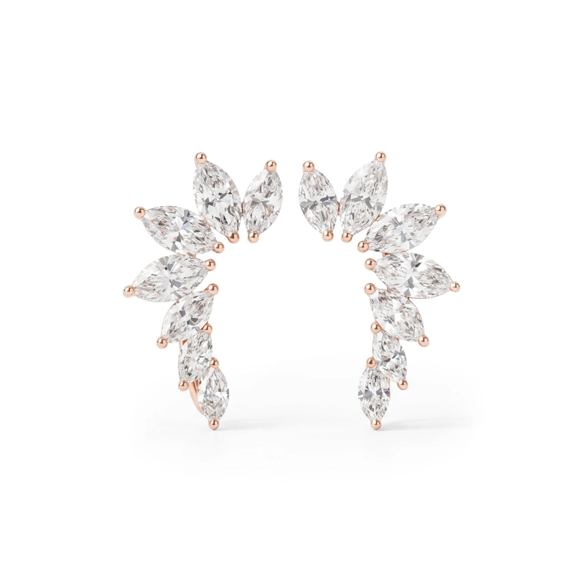Marquise Arc Diamond Ear Climbers ROSE 10K
