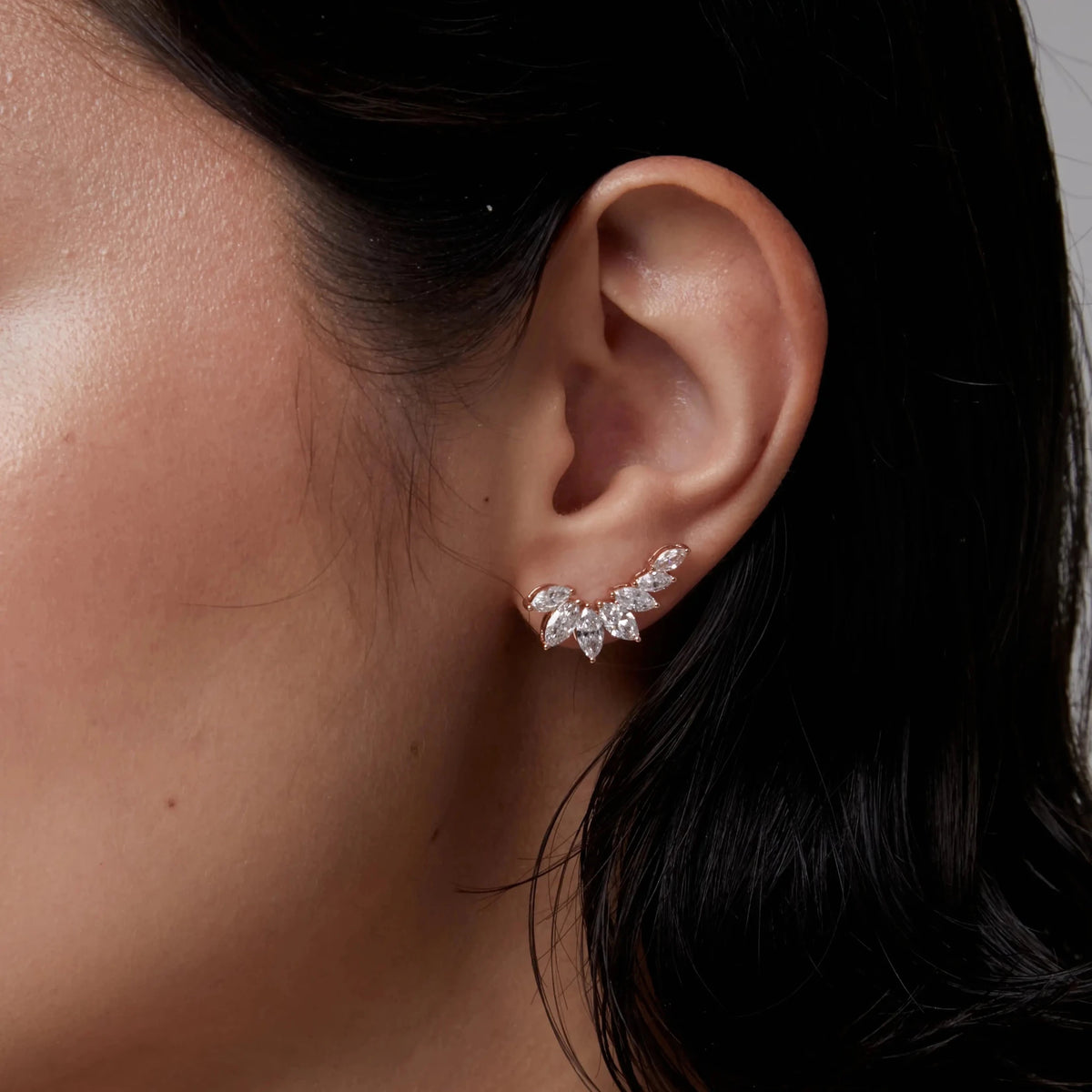 Marquise Arc Diamond Ear Climbers View 4