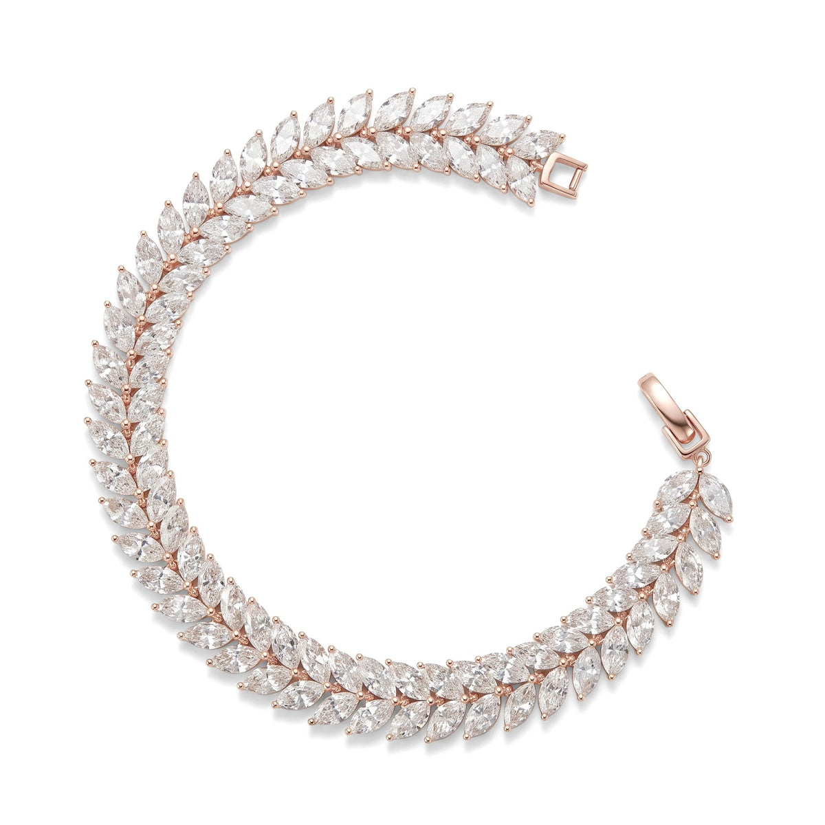Marquise Diamond Laurel Leaf Tennis Bracelet ROSE 10K