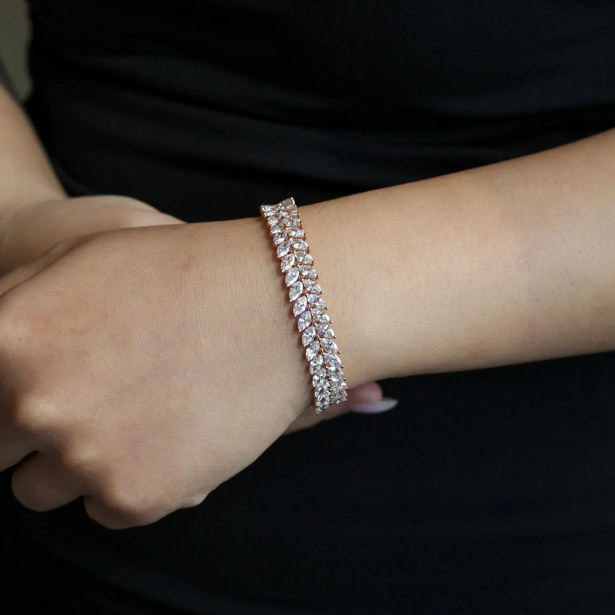 Marquise Diamond Laurel Leaf Tennis Bracelet View 7