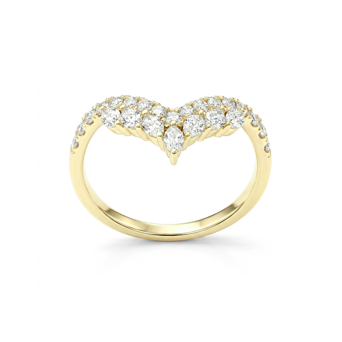 Marquise & Pavé Diamond Chevron Wishbone Band View 10