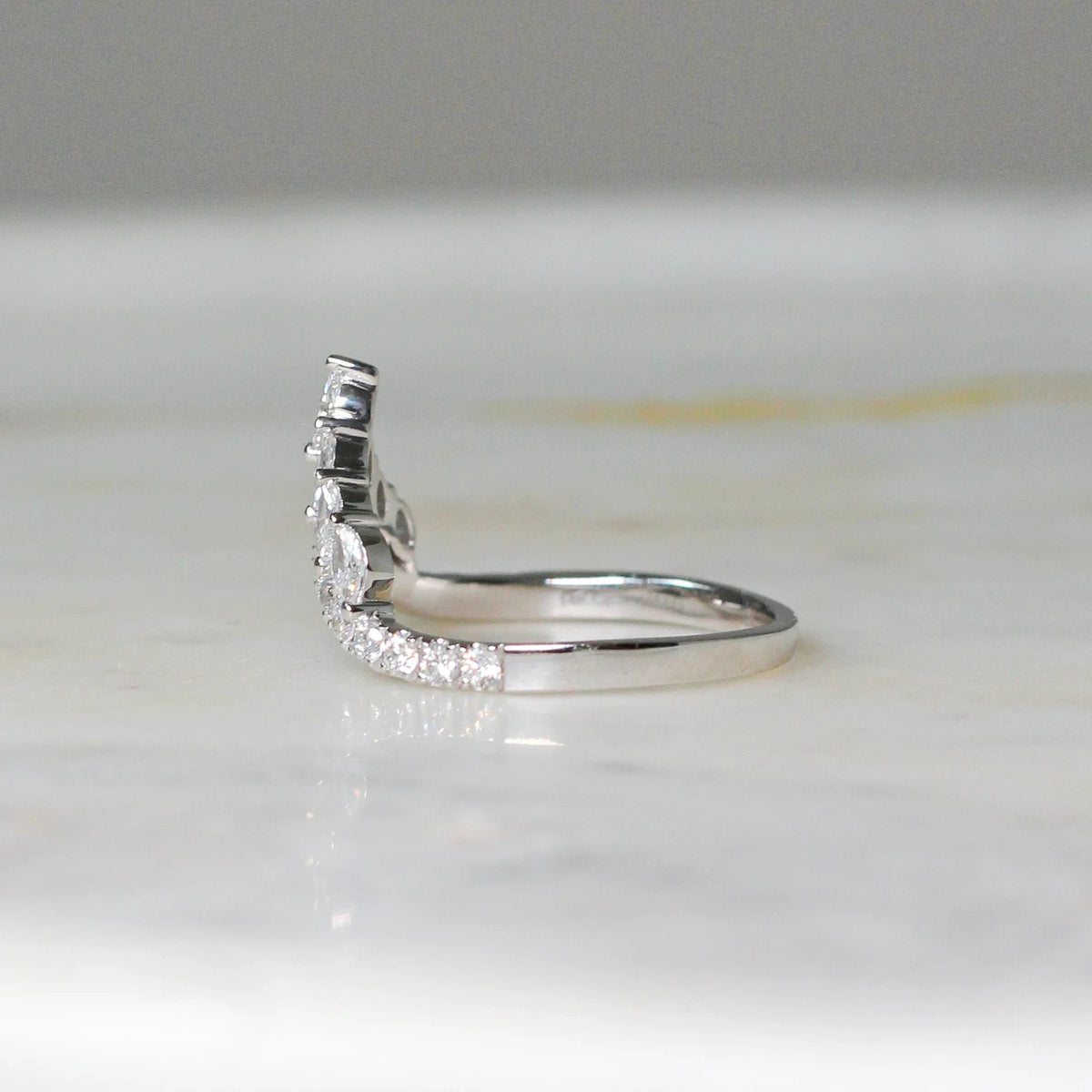 Marquise & Pavé Diamond Chevron Wishbone Band View 2
