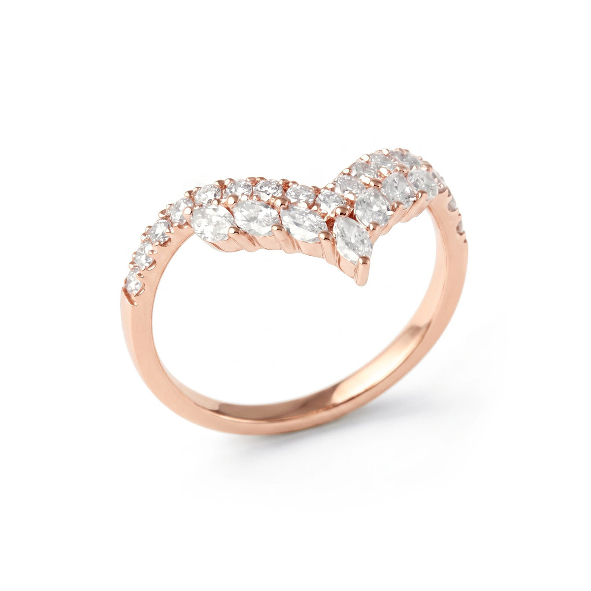 Marquise & Pavé Diamond Chevron Wishbone Band View 5