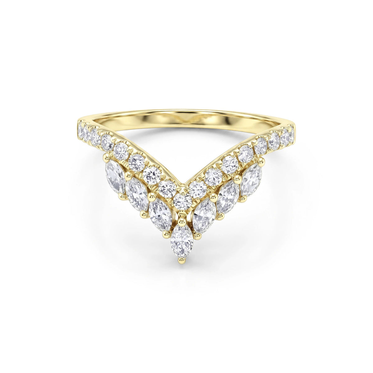 Marquise & Pavé Diamond Chevron Wishbone Band View 9