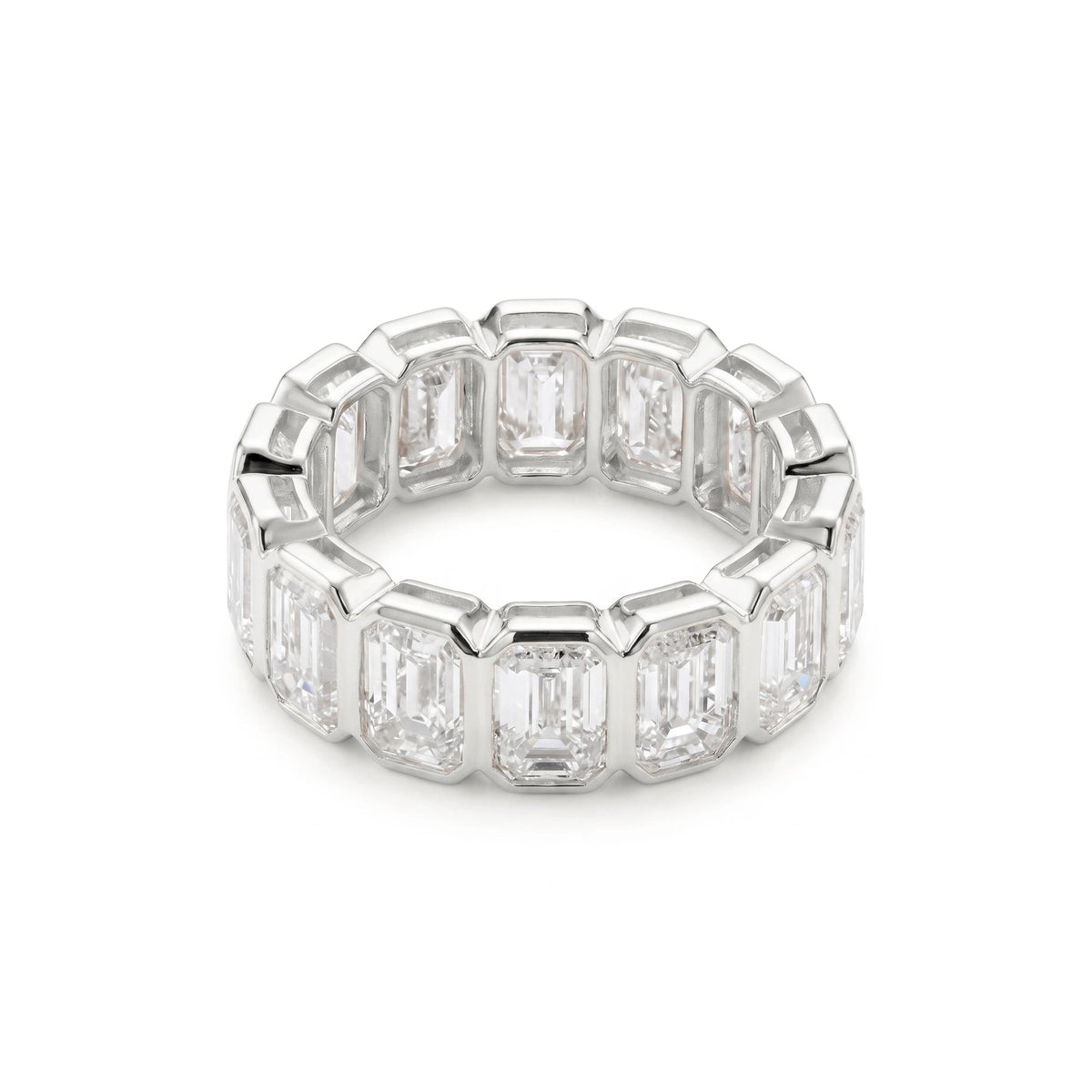 Modern Bezel Emerald-Cut Eternity Statement Ring View 5