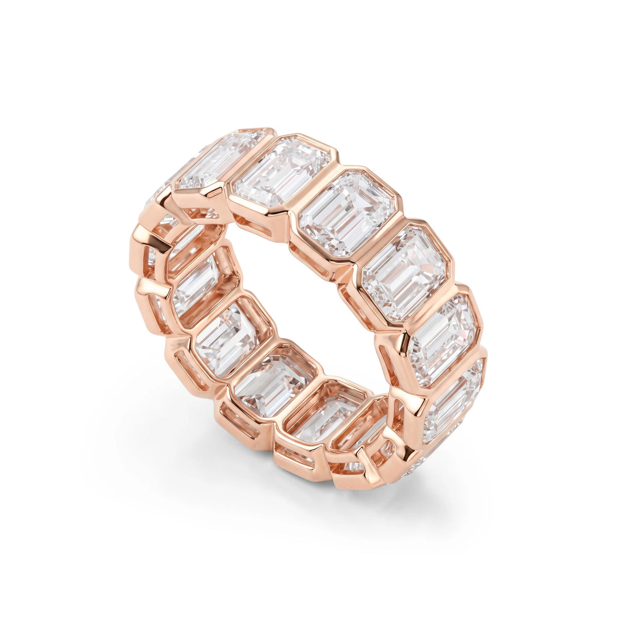 Modern Bezel Emerald-Cut Eternity Statement Ring View 4
