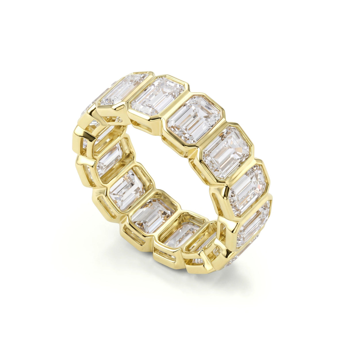 Modern Bezel Emerald-Cut Eternity Statement Ring View 10