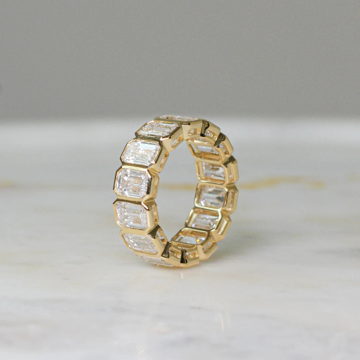 Modern Bezel Emerald-Cut Eternity Statement Ring View 13