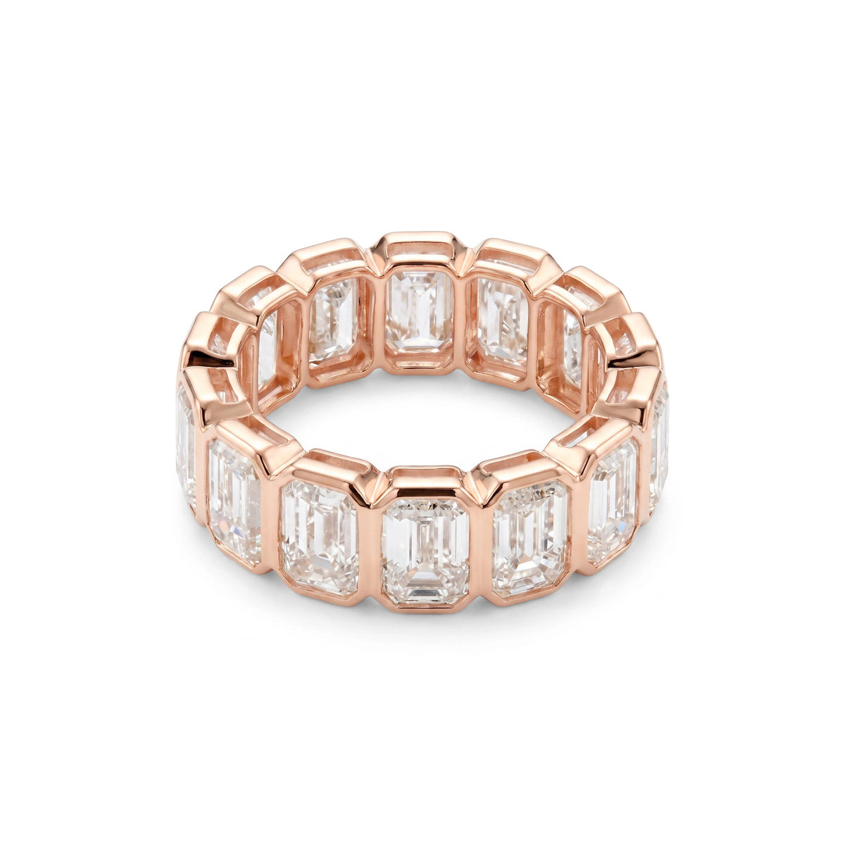 Modern Bezel Emerald-Cut Eternity Statement Ring View 2