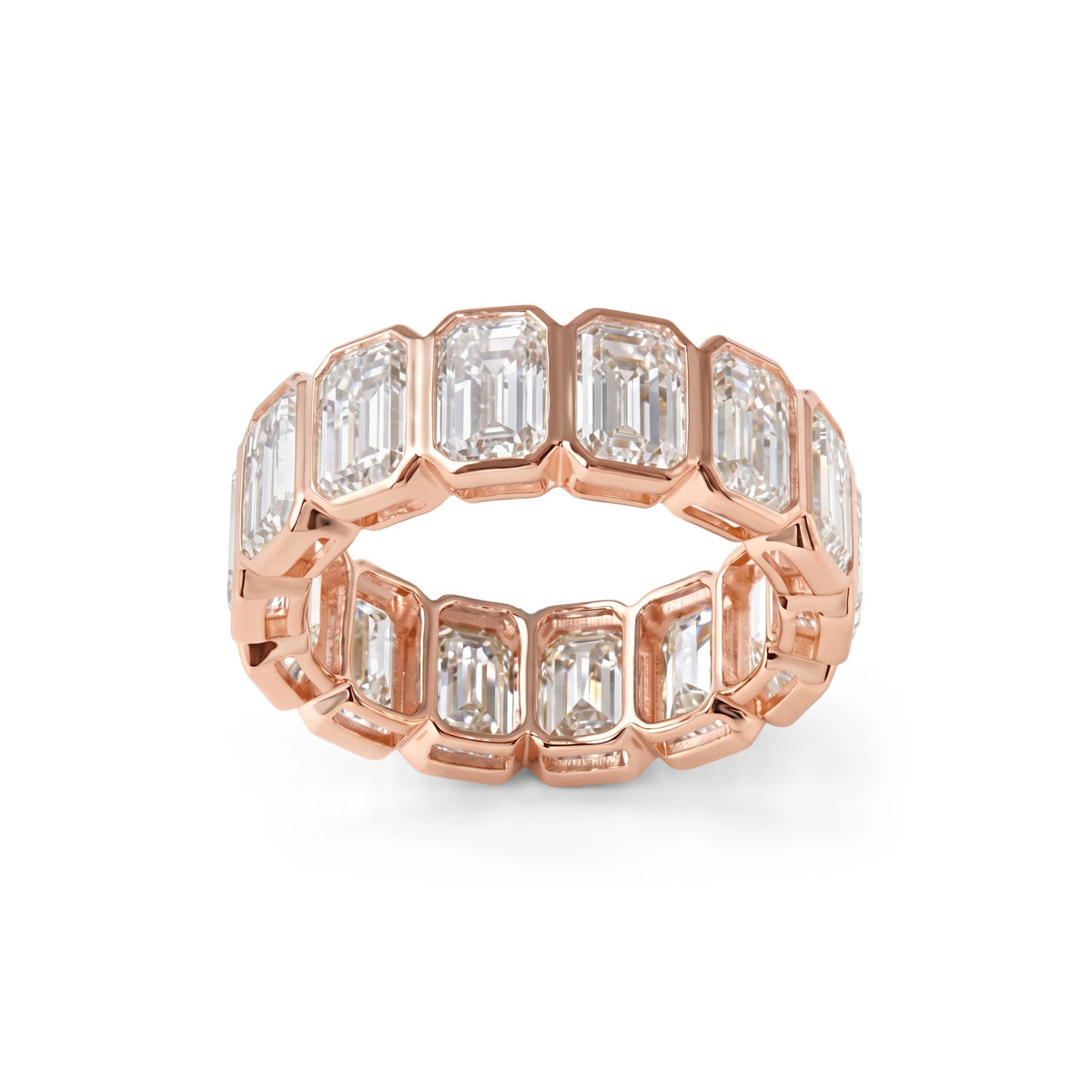 Modern Bezel Emerald-Cut Eternity Statement Ring View 3