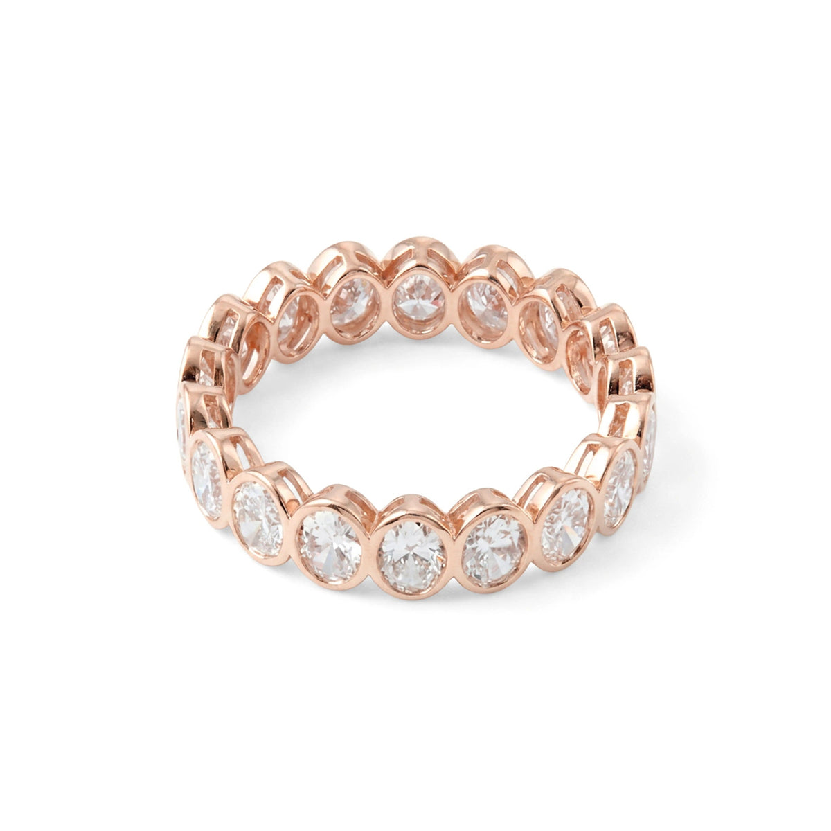 Modern Bezel Oval-Cut Diamond Eternity Ring View 2