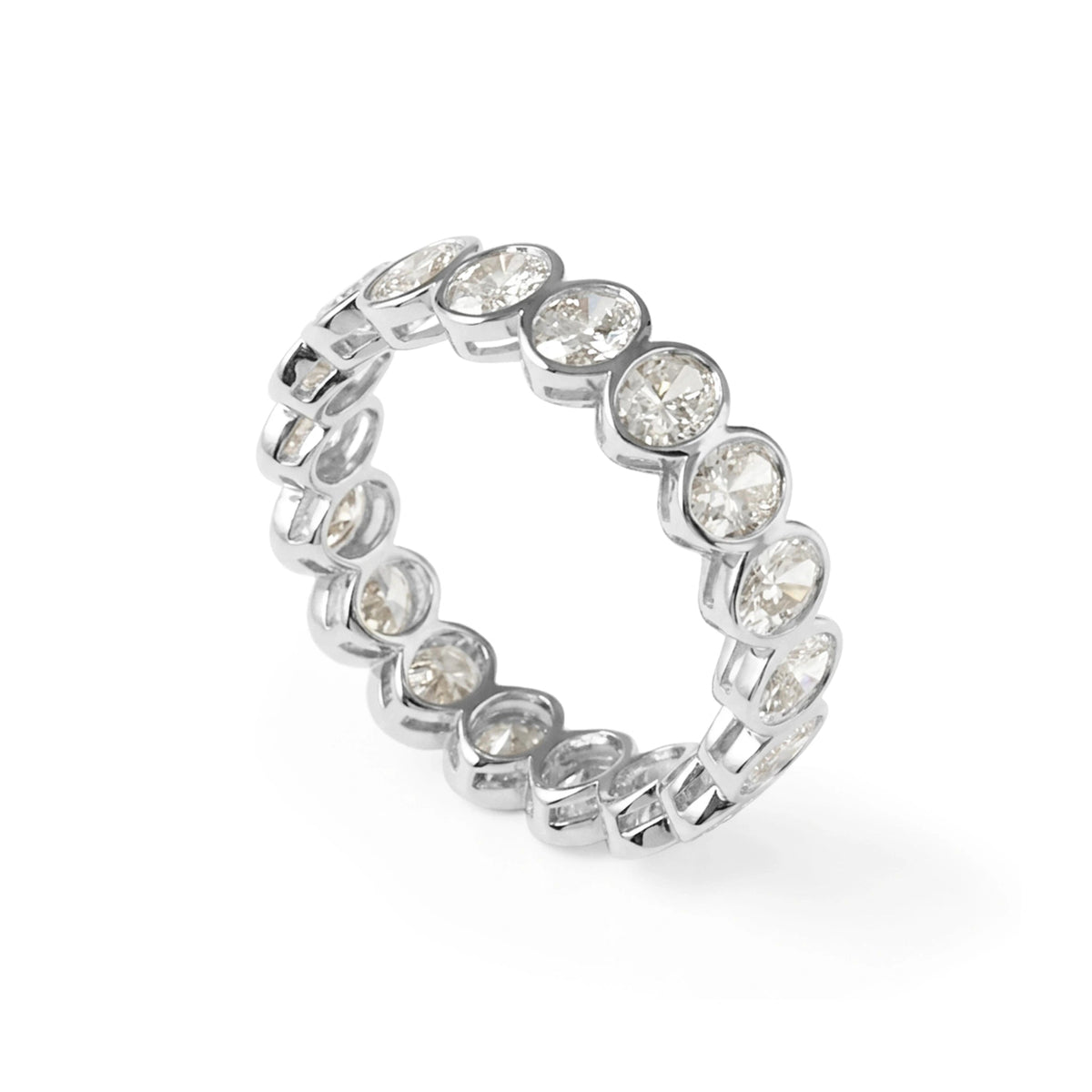 Modern Bezel Oval-Cut Diamond Eternity Ring View 5