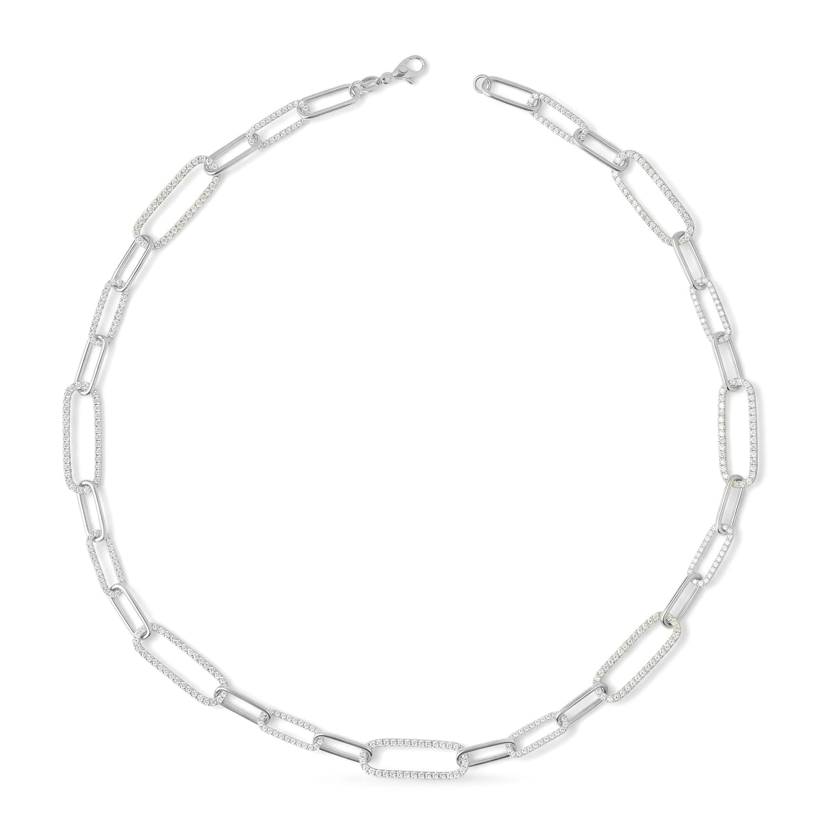 Modern Two Tone Pave Diamond Paperclip Statement N View 5