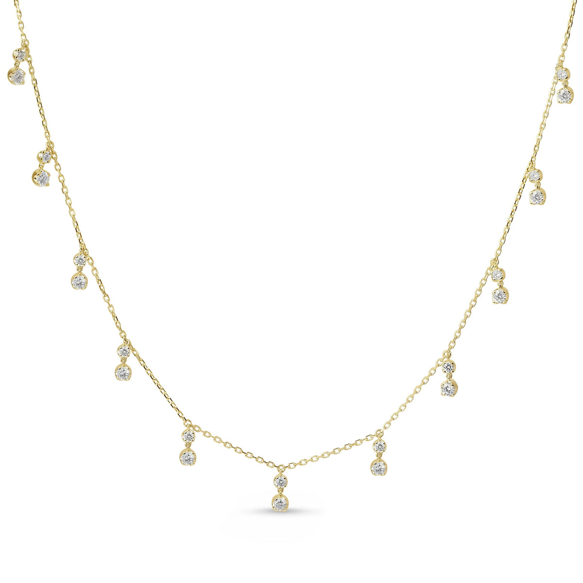 Multi-Drop Round Diamond Cluster Station Necklace View 3