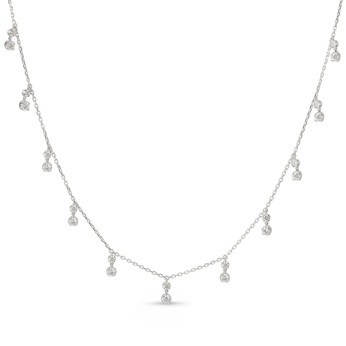 Multi-Drop Round Diamond Cluster Station Necklace View 2