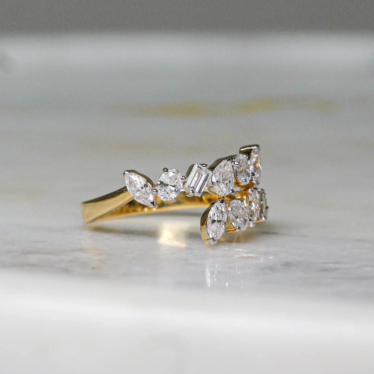 Multi Fancy Shape Diamond Bypass Ring View 2