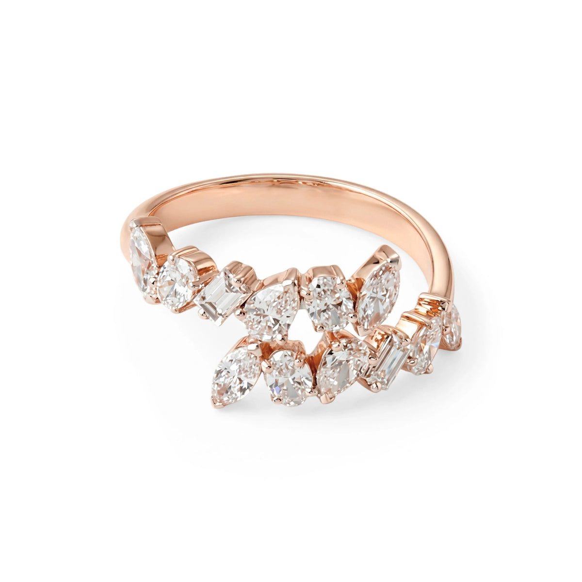 Multi Fancy Shape Diamond Bypass Ring View 3
