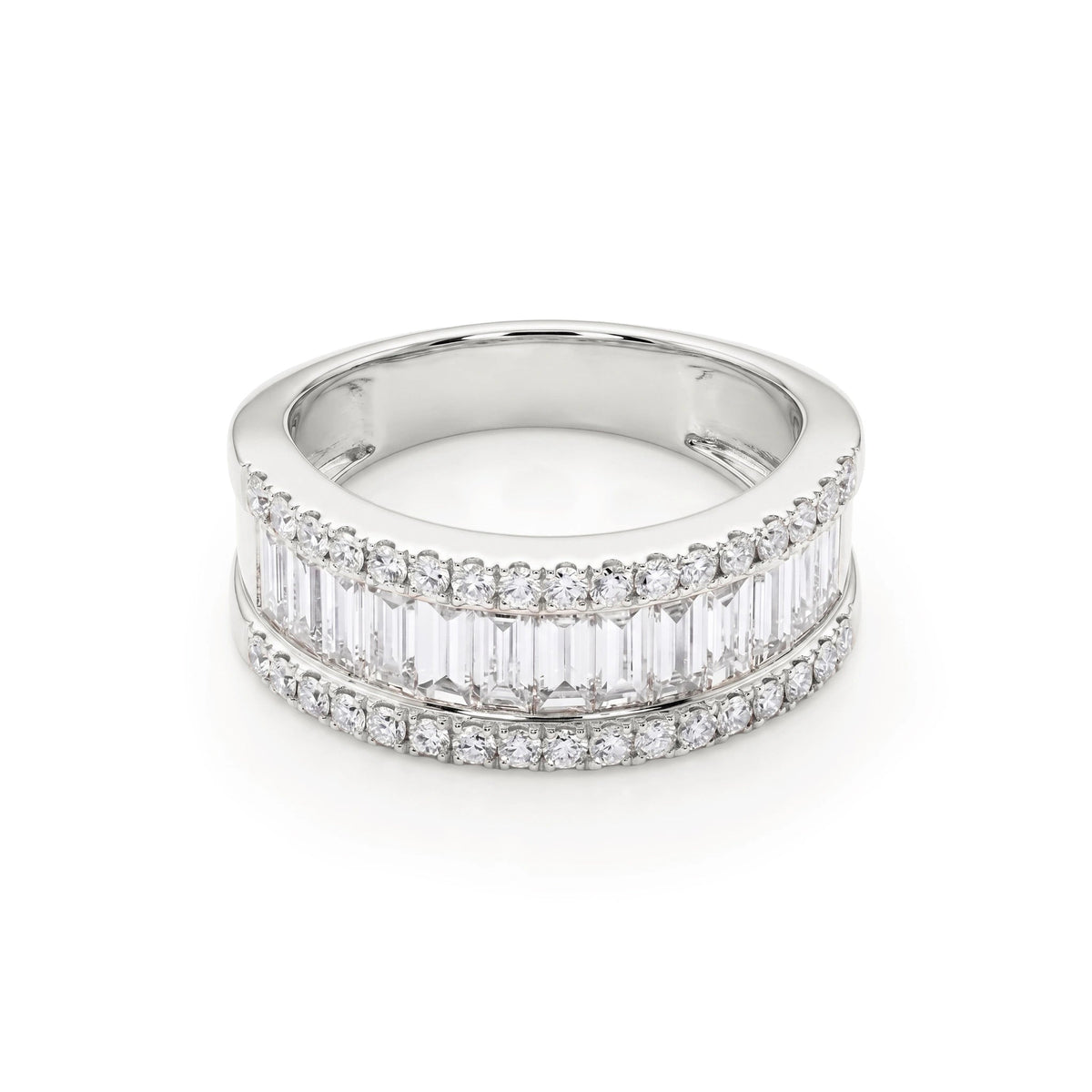 MULTI ROW DESIGN OF BAGUETTE-CUT AND ROUND BRILLIA ROSE 10K