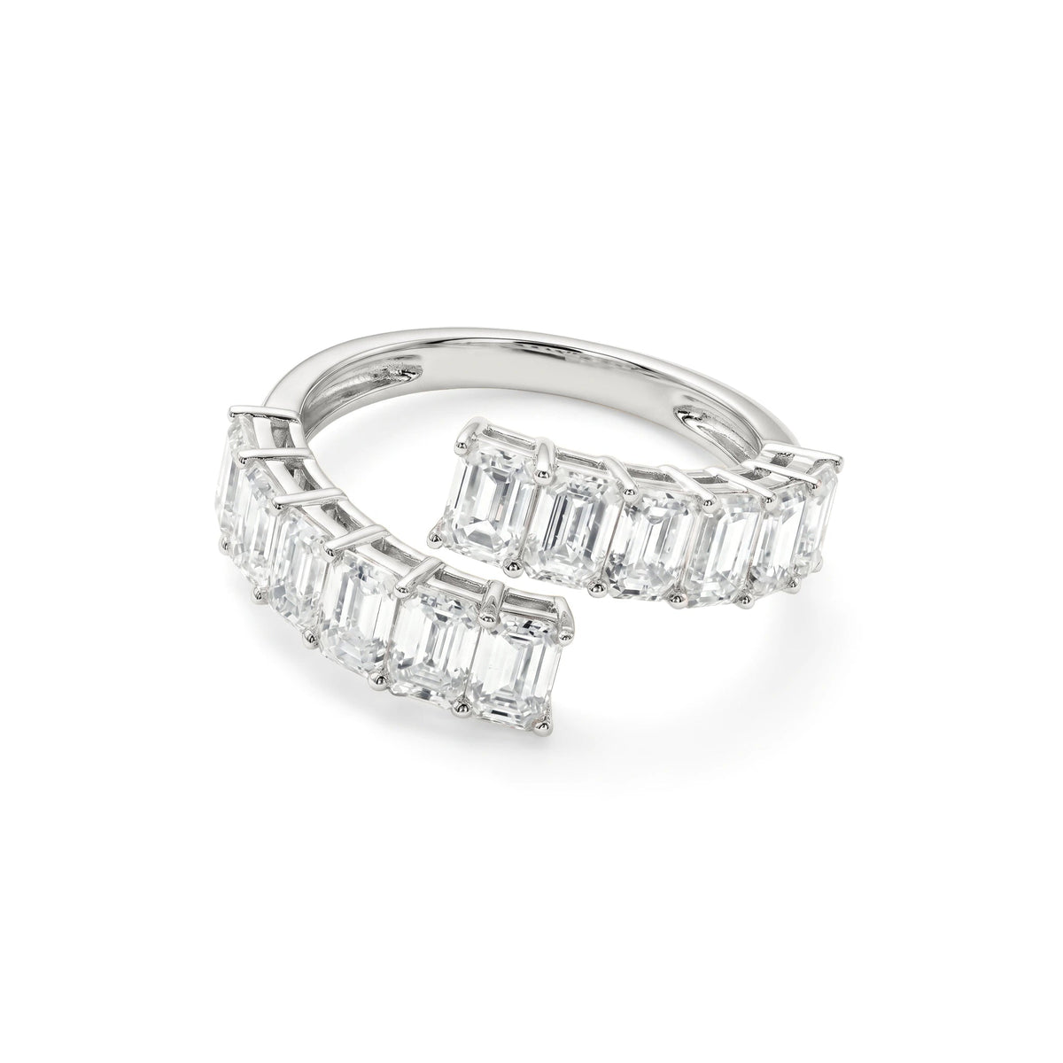 Open Emerald-Cut Diamond Wrap Band View 3
