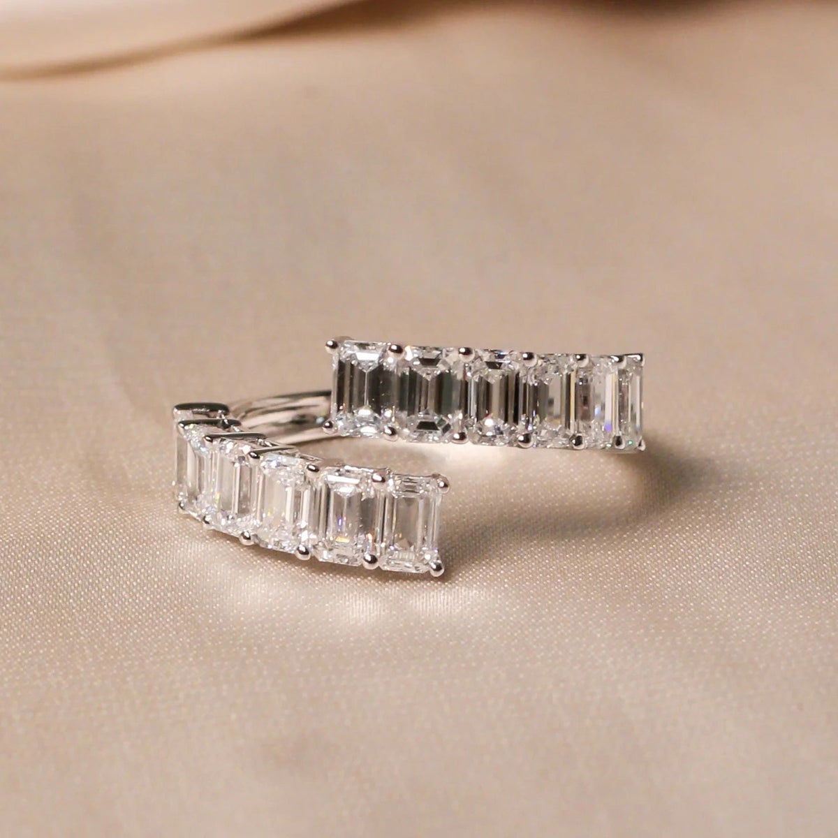 Open Emerald-Cut Diamond Wrap Band ROSE 10K