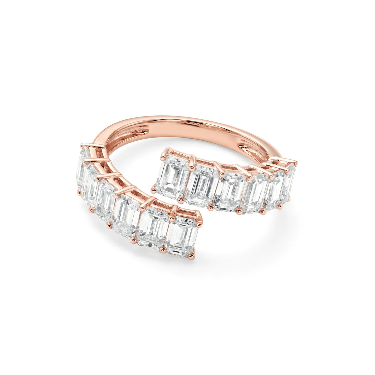 Open Emerald-Cut Diamond Wrap Band View 4