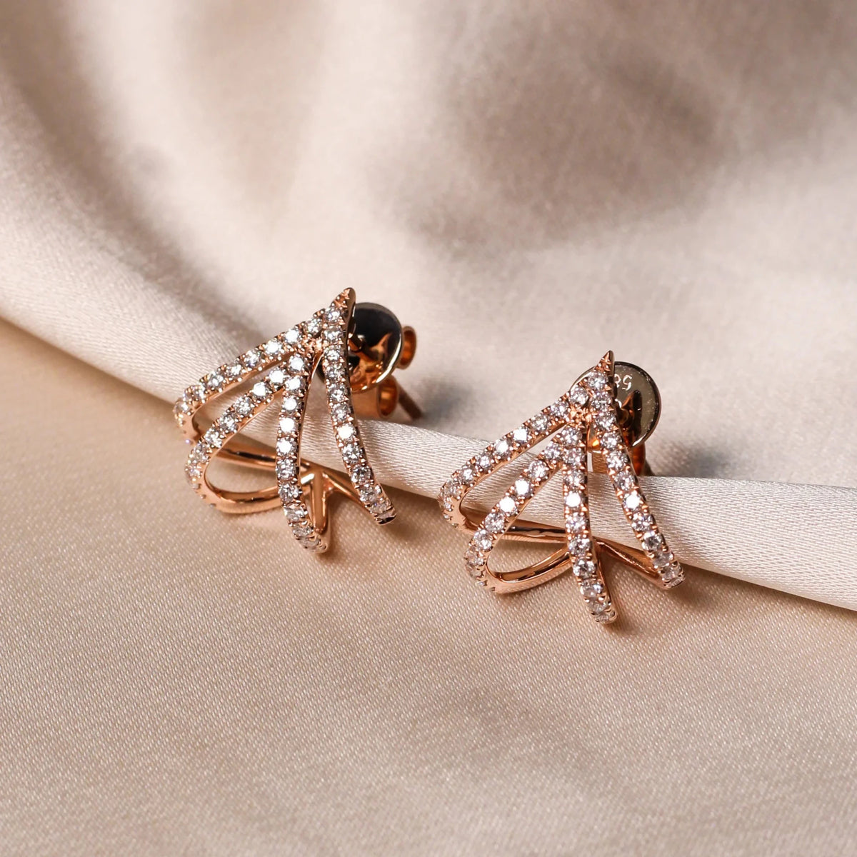 Pavé Diamond Geometric Crossover Earrings View 3