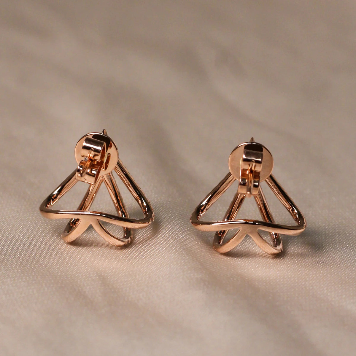 Pavé Diamond Geometric Crossover Earrings View 2
