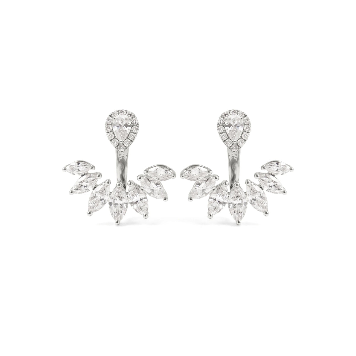 Pear-Cut Diamond Halo Studs with Marquise Diamond  View 3