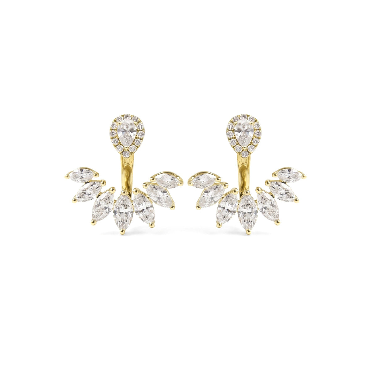 Pear-Cut Diamond Halo Studs with Marquise Diamond  View 4