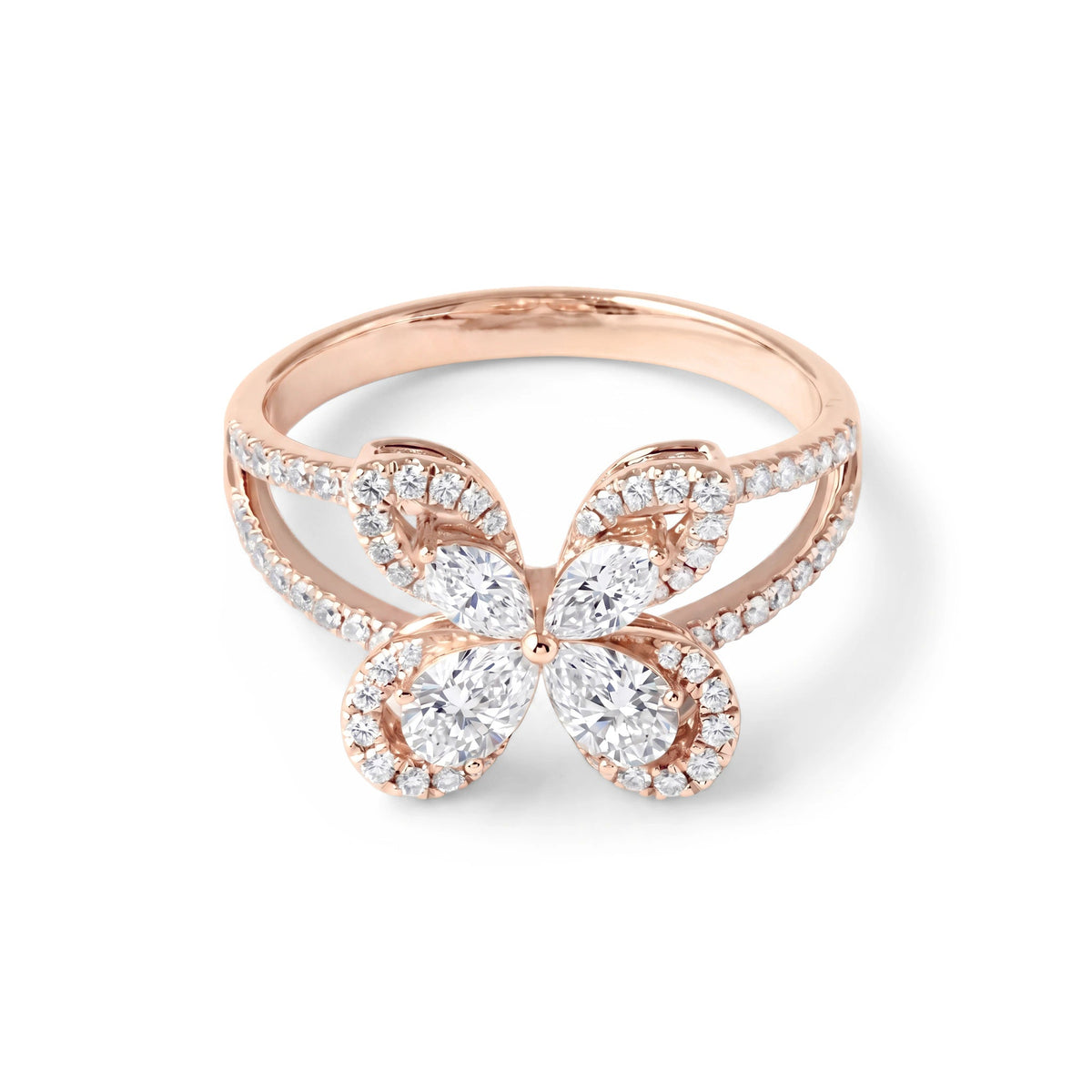 Pear & Marquise Diamond Butterfly Statement Ring View 5