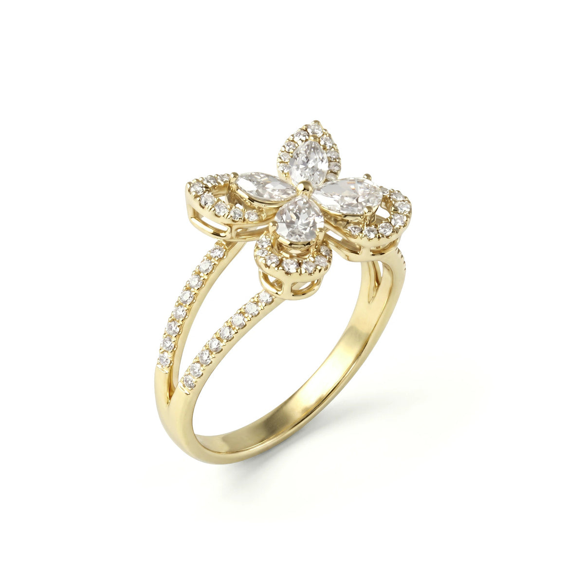 Pear & Marquise Diamond Butterfly Statement Ring View 14