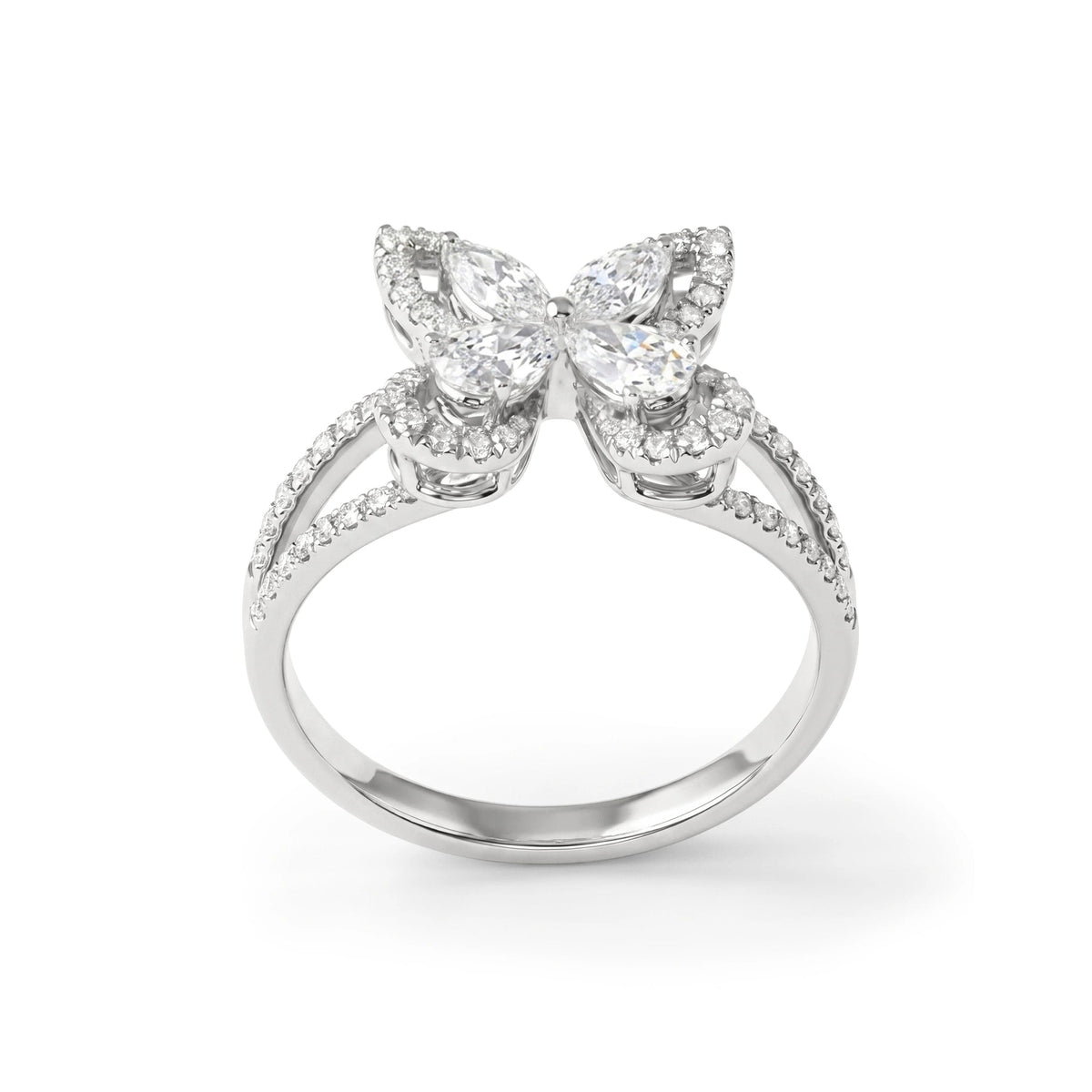 Pear & Marquise Diamond Butterfly Statement Ring View 10