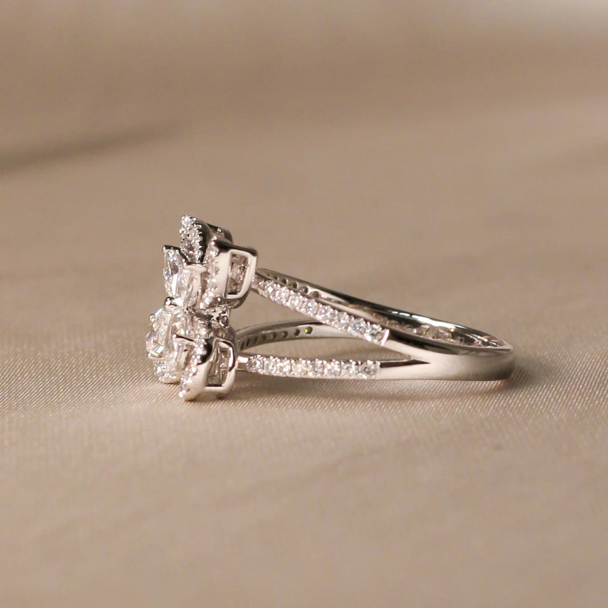 Pear & Marquise Diamond Butterfly Statement Ring View 2
