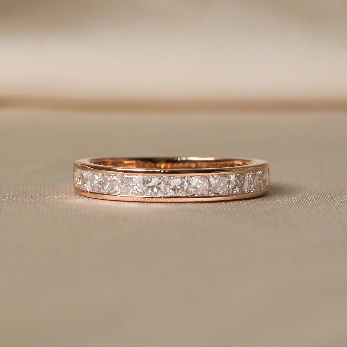 Princess-Cut Diamond Channel-Set Wedding Band ROSE 10K