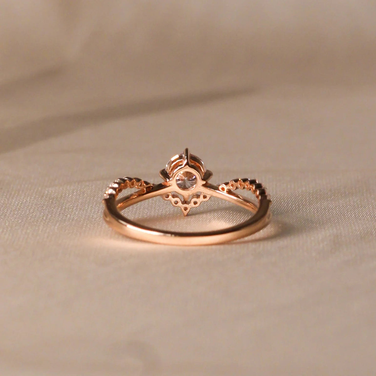 Round Brilliant Diamond Chevron Solitaire Engageme View 4
