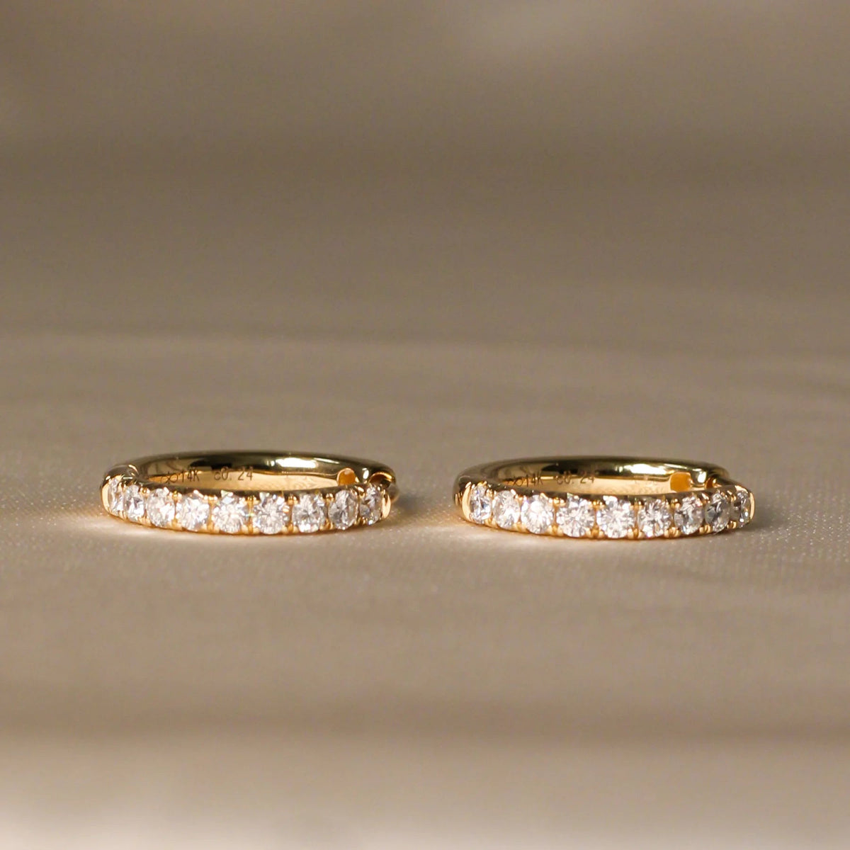 Round Brilliant Diamond Huggie Earrings View 2