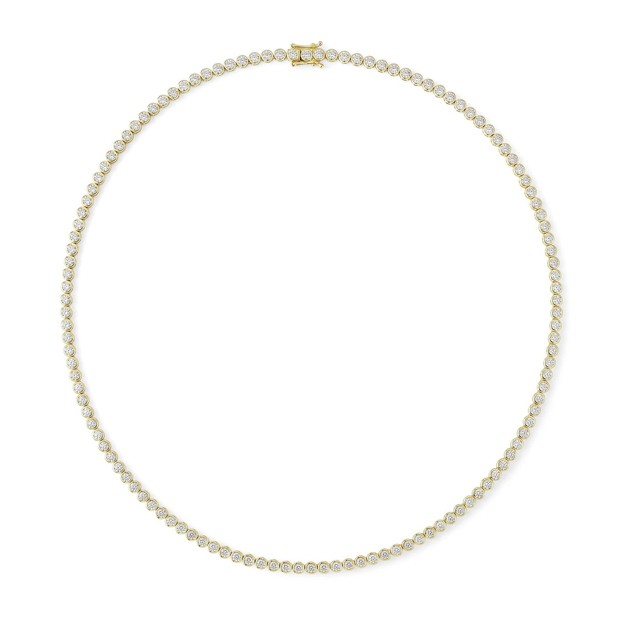 Round Cut Diamond Full-Bezel Tennis Necklace View 3