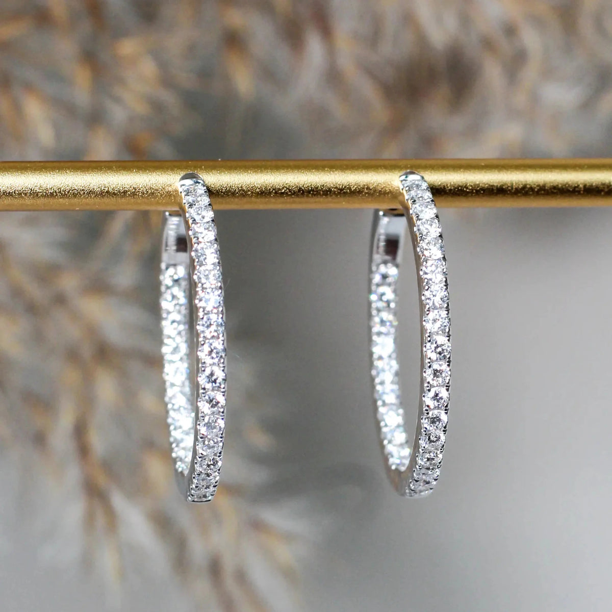 Round Diamond Inside-Out Eternity Statement Hoops View 2