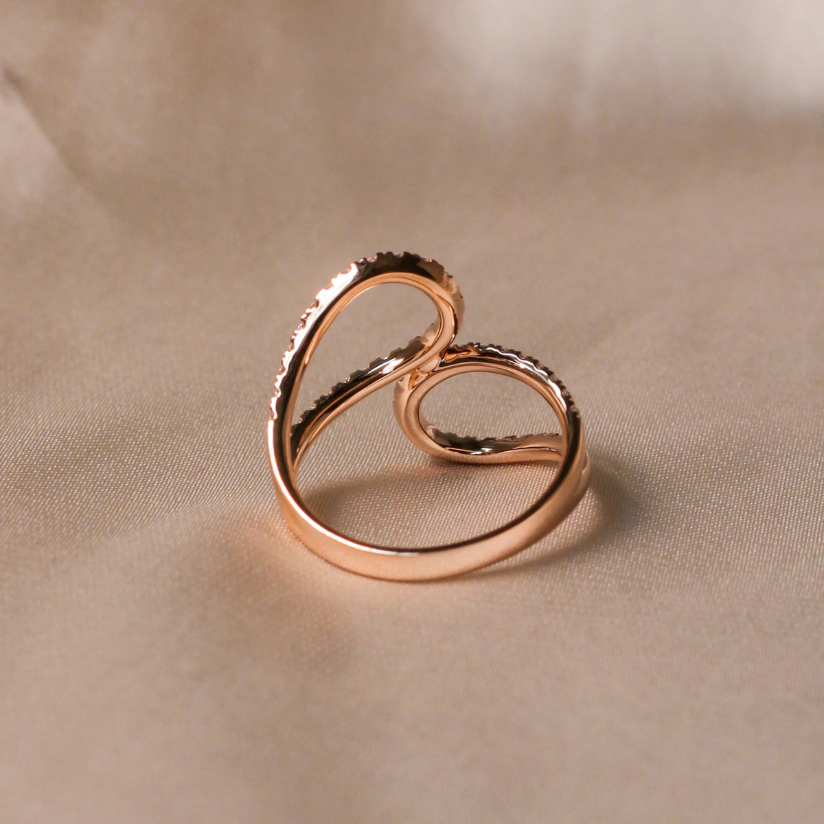 Round Diamond Micro-Pavé Open Infinity Swirl Ring View 2