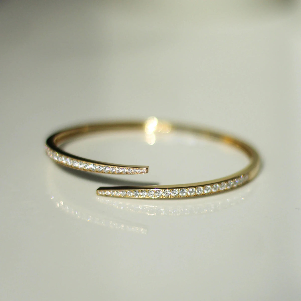 Round Diamond Pave Open Bypass Bangle View 7