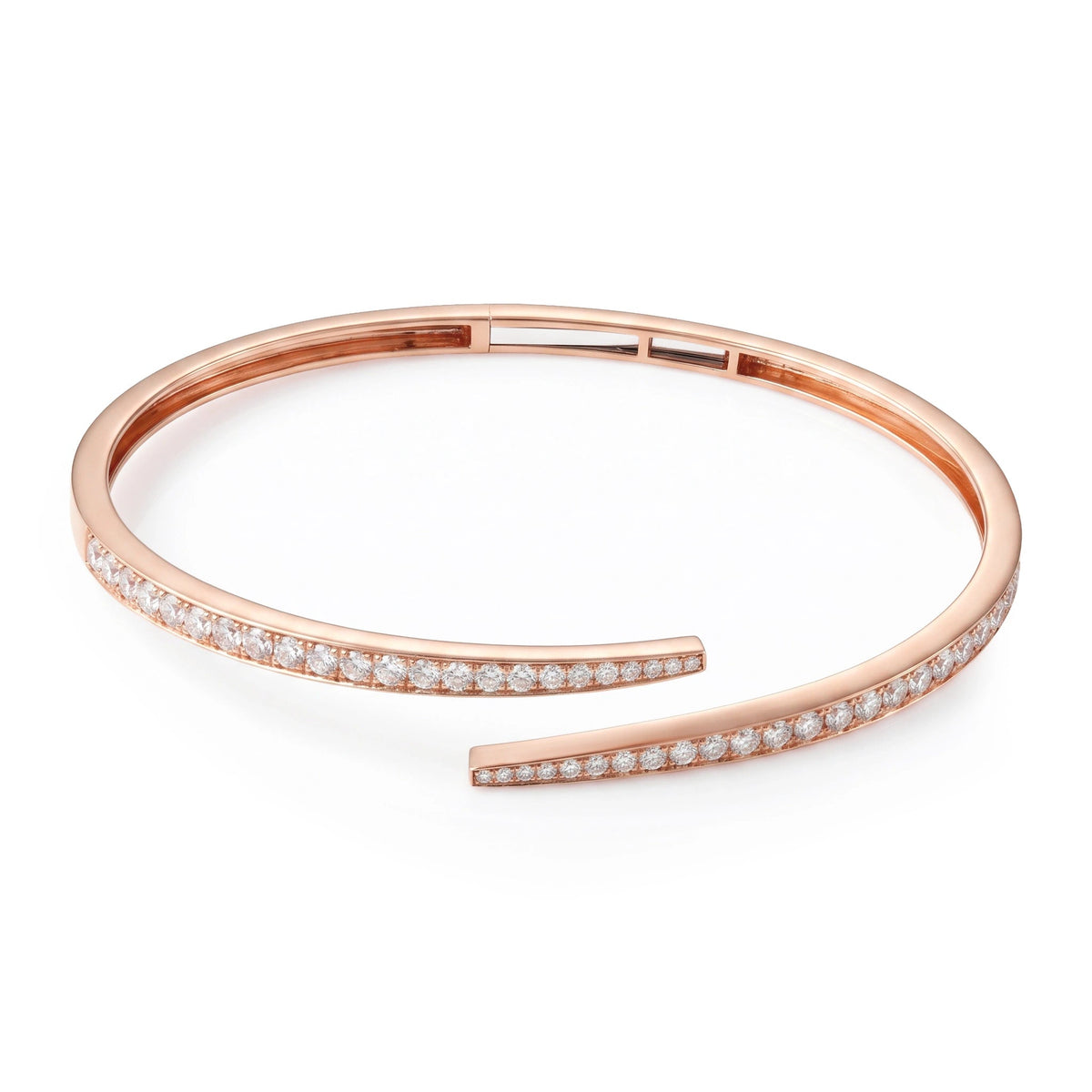 Round Diamond Pave Open Bypass Bangle ROSE 10K