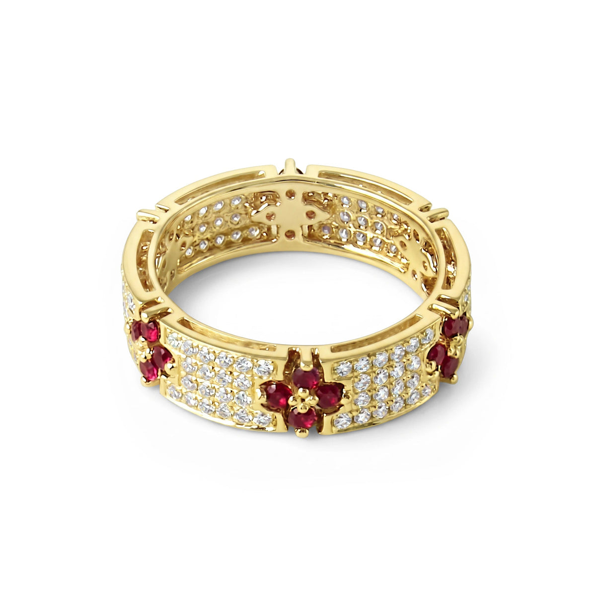 Ruby in Four-Petal Flower Design and Micro-Pavé Di View 10