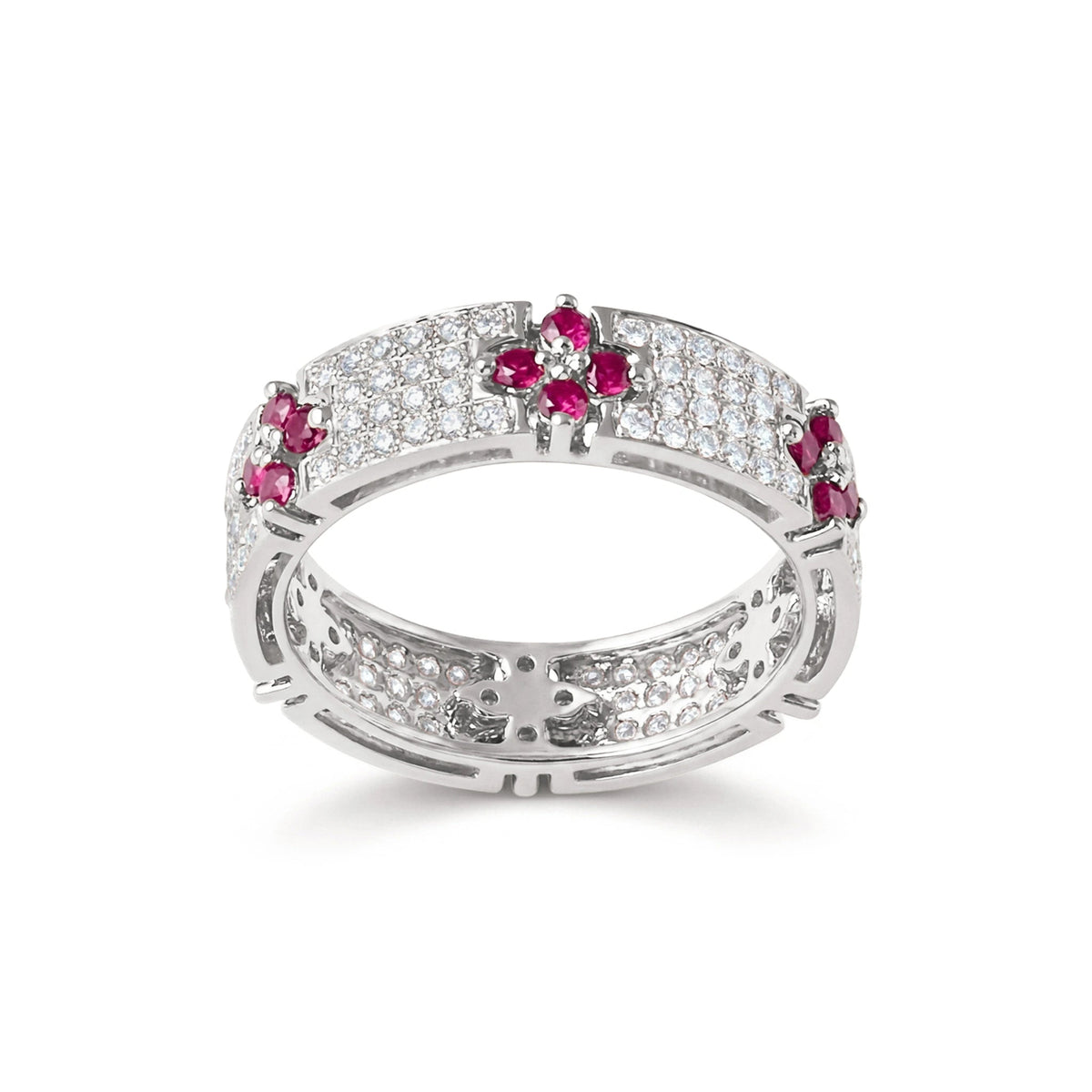 Ruby in Four-Petal Flower Design and Micro-Pavé Di View 8