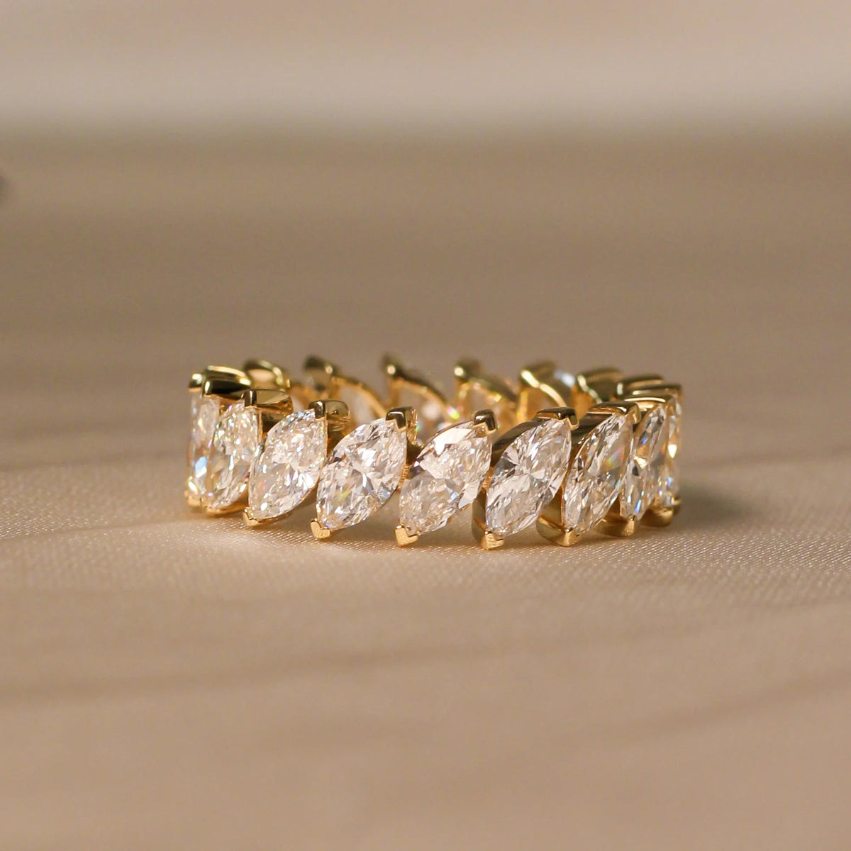 Slanted Marquise-Cut Diamond Shared-Prong Eternity View 12