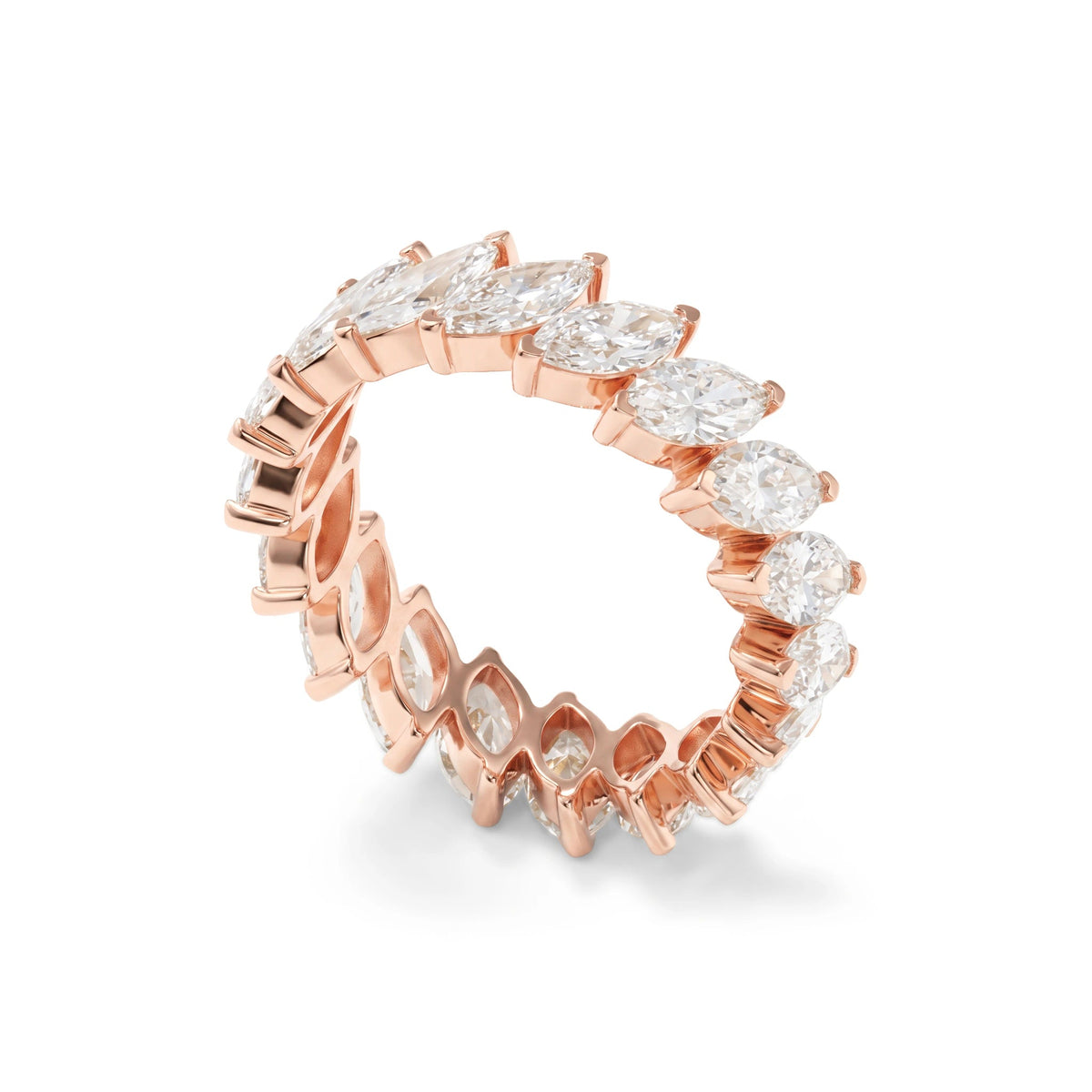 Slanted Marquise-Cut Diamond Shared-Prong Eternity View 3